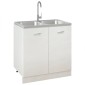 vidaXL Νεροχύτης Διπλή Γούρνα Ασημί 800x500x155 χιλ. Ανοξείδωτο Ατσάλι
