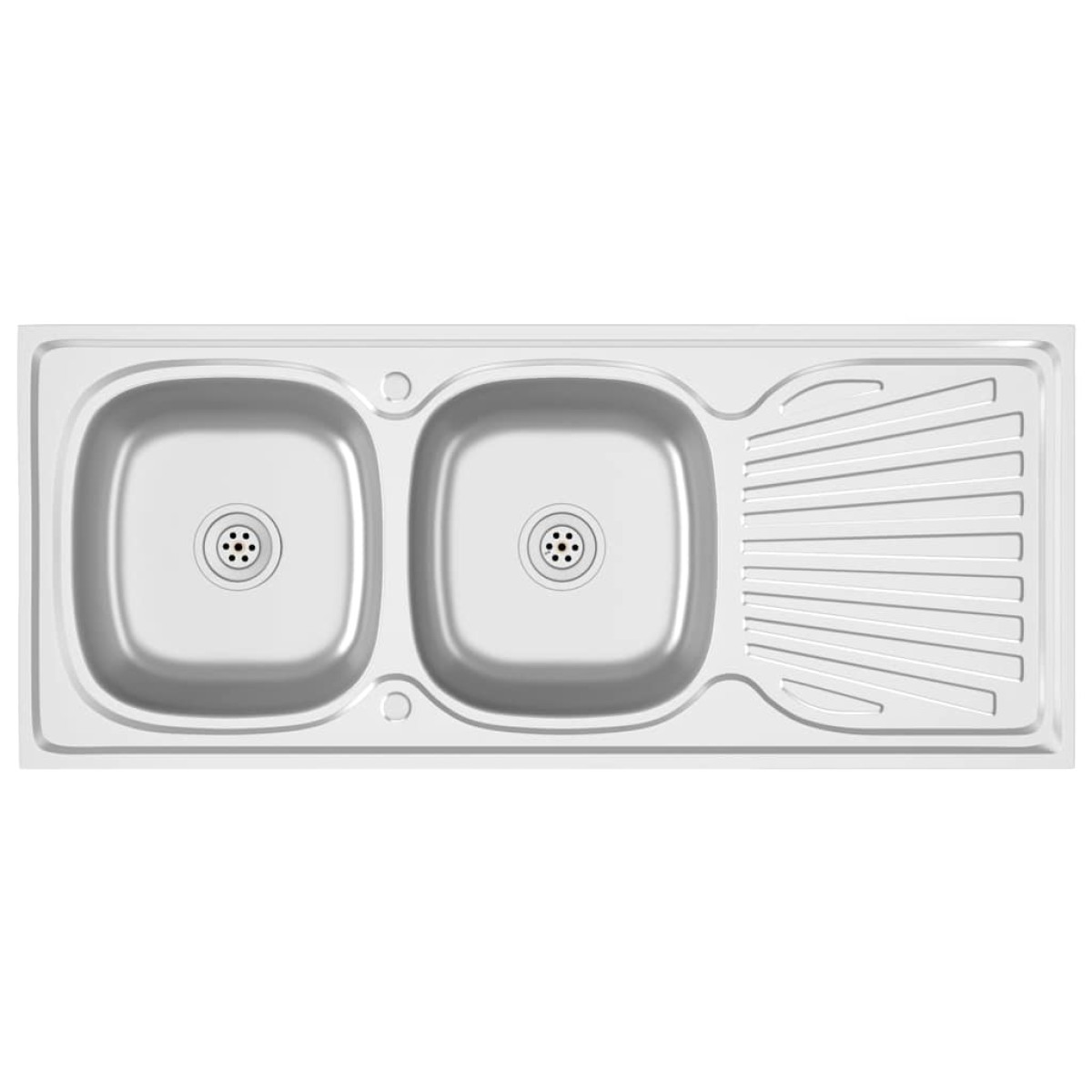 vidaXL Νεροχύτης Διπλή Γούρνα Ασημί 1200x500x155 χιλ. Ανοξείδ. Ατσάλι