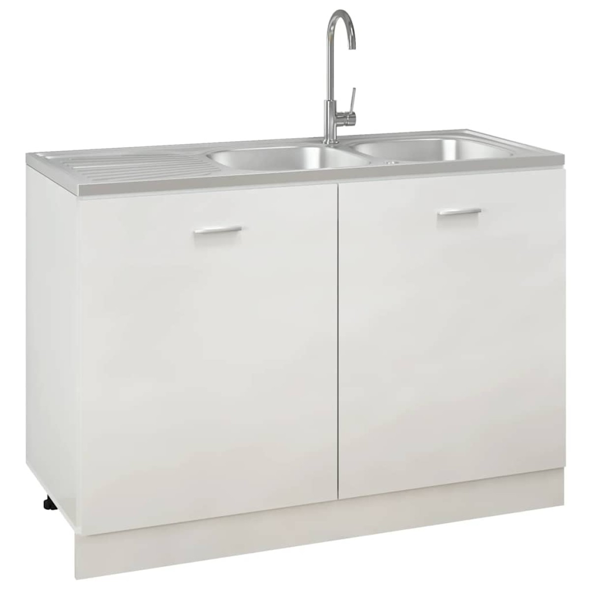 vidaXL Νεροχύτης Διπλή Γούρνα Ασημί 1200x500x155 χιλ. Ανοξείδ. Ατσάλι
