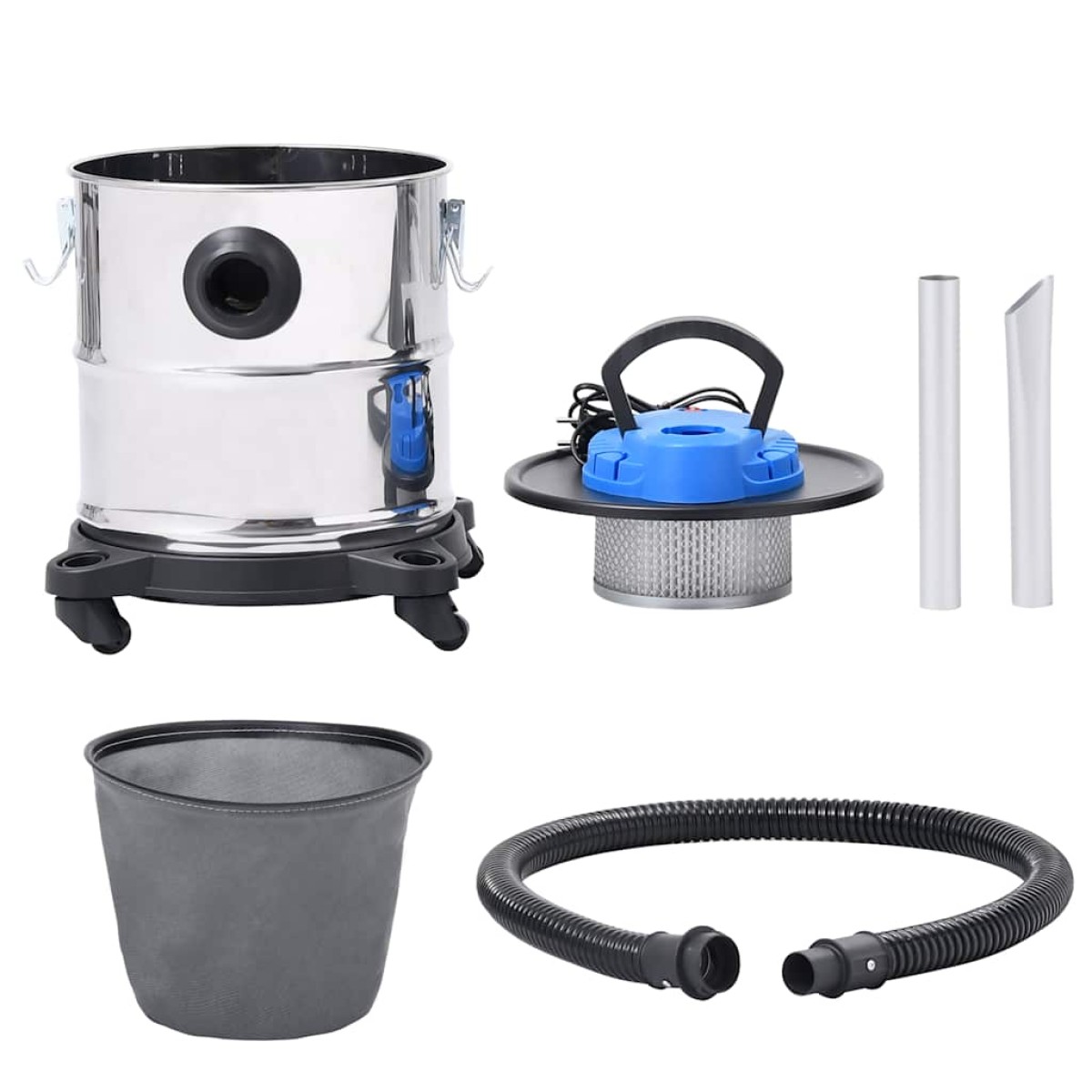 vidaXL Σκούπα Στάχτης 1200 W 20 Λίτρων με Φίλτρο HEPA Ανοξείδ. Ατσάλι