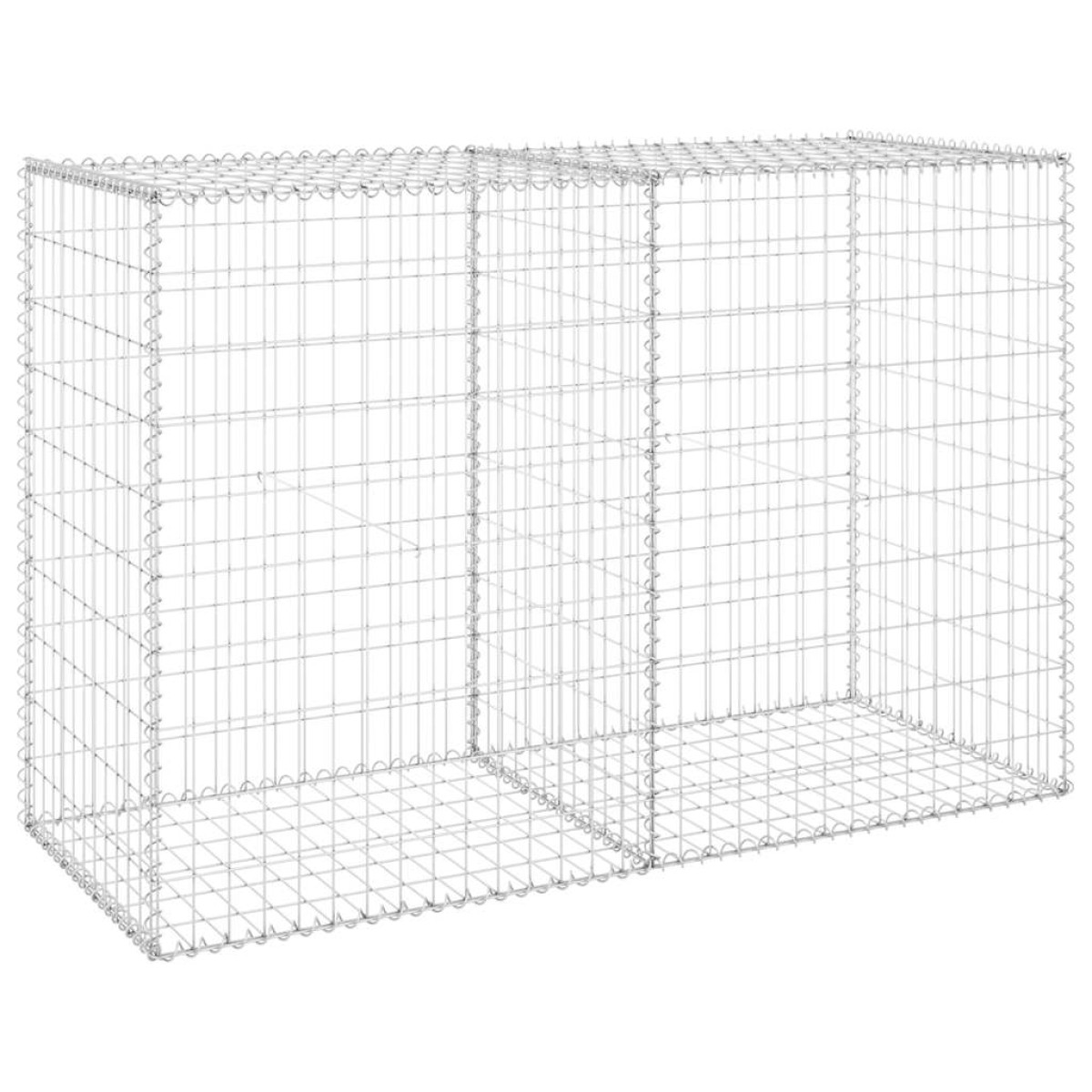 vidaXL Συρματοκιβώτιο Τοίχος 150x60x100 εκ. Γαλβαν.Χάλυβας + Καλύμματα