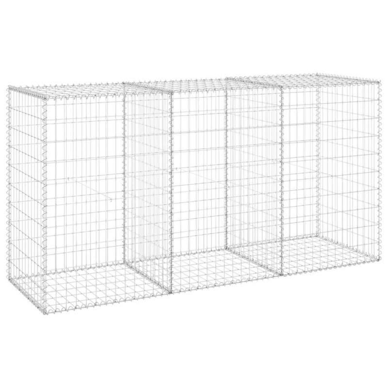 vidaXL Συρματοκιβώτιο Τοίχος 200x60x100 εκ. Γαλβαν.Χάλυβας + Καλύμματα