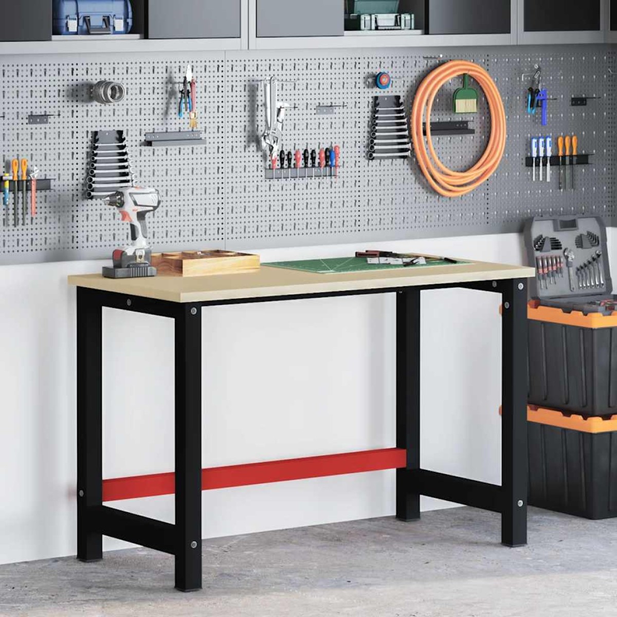 vidaXL Σκελετός Πάγκου Εργασίας Μαύρο/Κόκκινο 120x57x79 εκ. Μεταλλικός