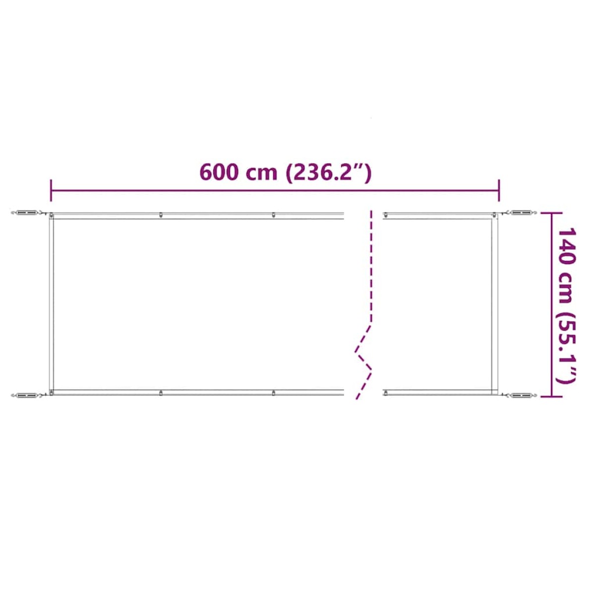vidaXL Τέντα Κάθετη Ανοιχτό Πράσινο 140 x 600 εκ. από Ύφασμα Oxford