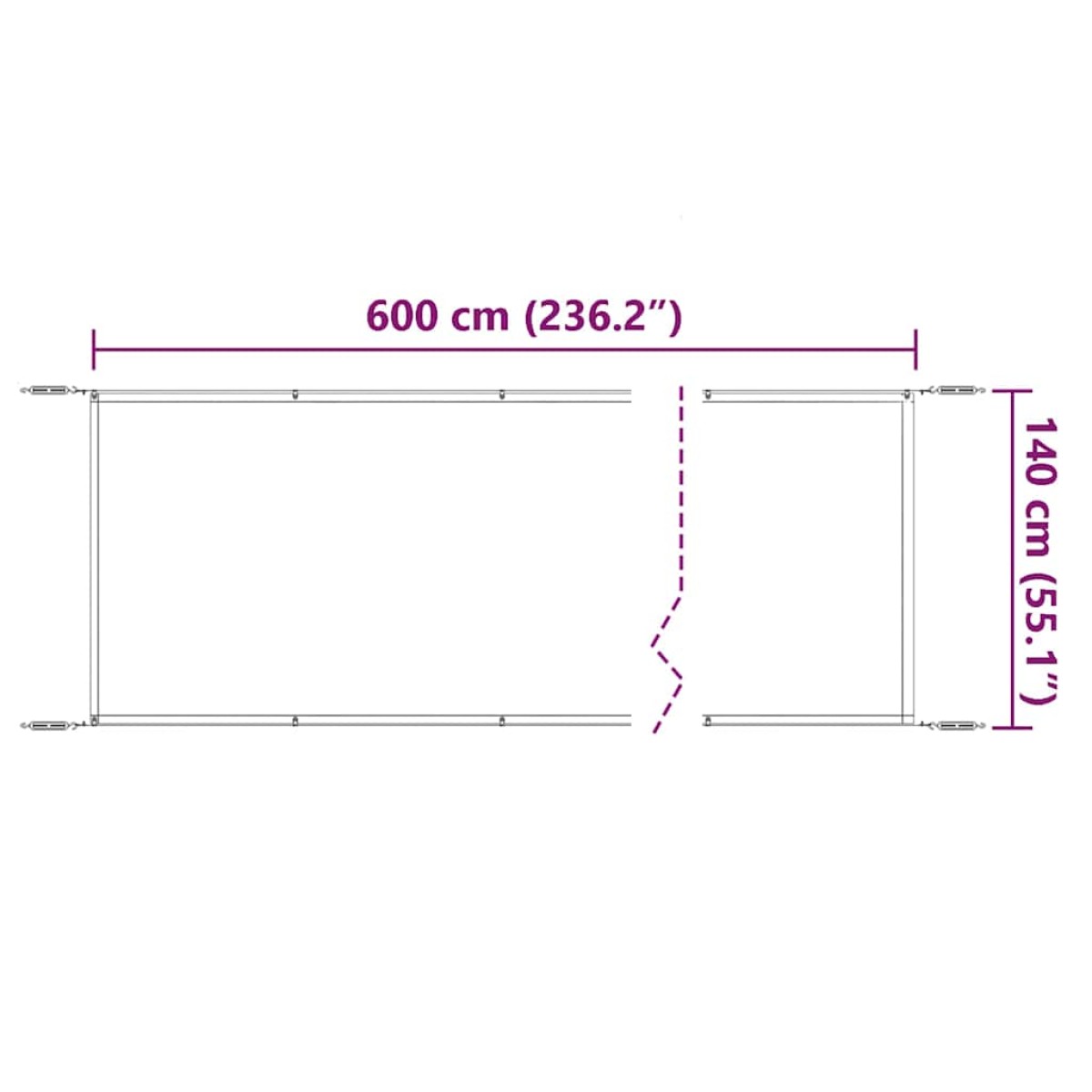 vidaXL Τέντα Κάθετη Μπλε 140 x 600 εκ. από Ύφασμα Oxford