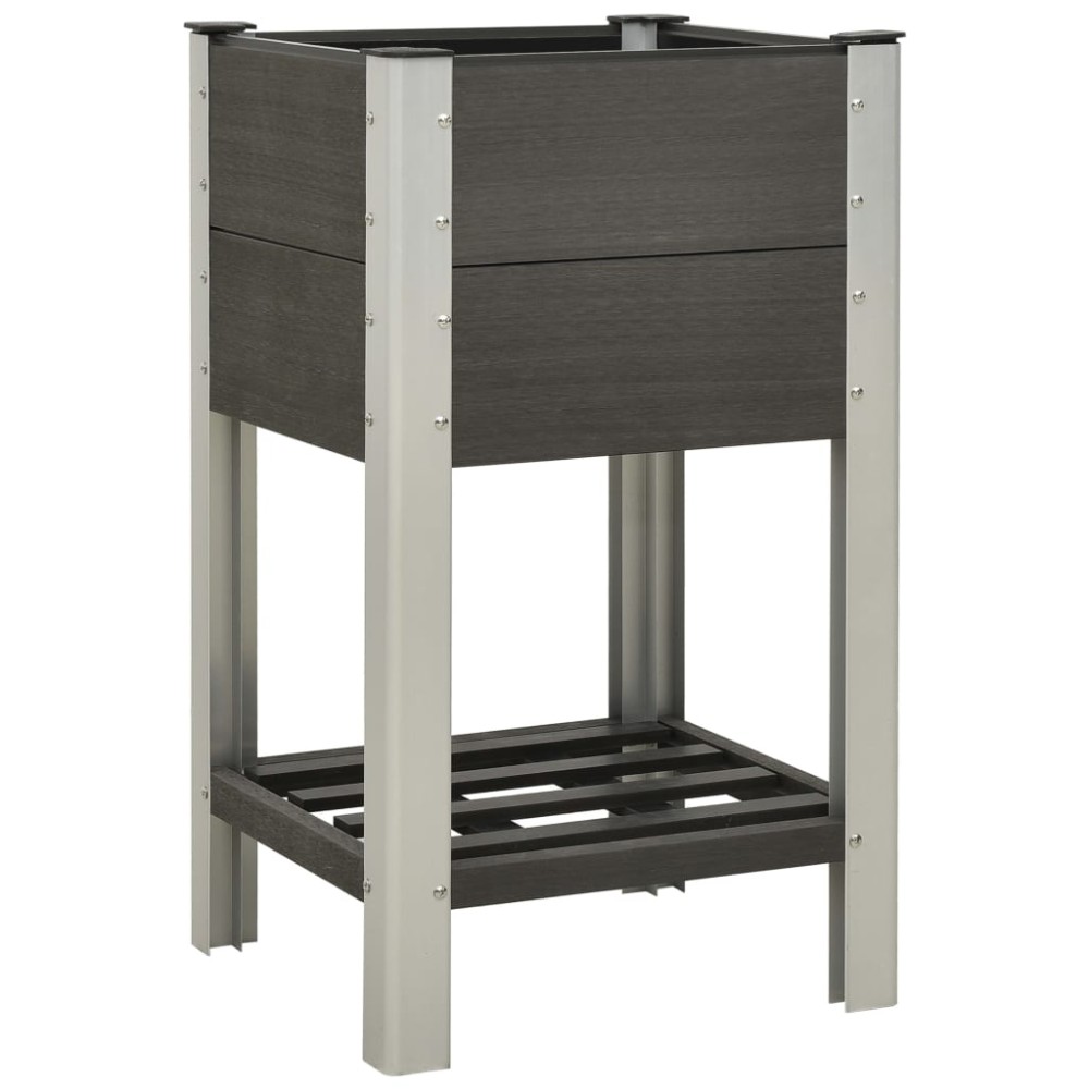 vidaXL Ζαρντινιέρα Υπερυψωμένη με Ράφι Γκρι 50 x 50 x 90 εκ. από WPC