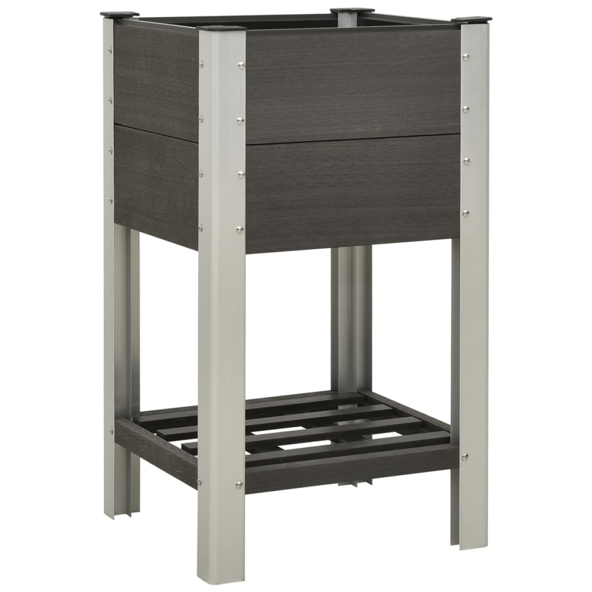 vidaXL Ζαρντινιέρα Υπερυψωμένη με Ράφι Γκρι 50 x 50 x 90 εκ. από WPC