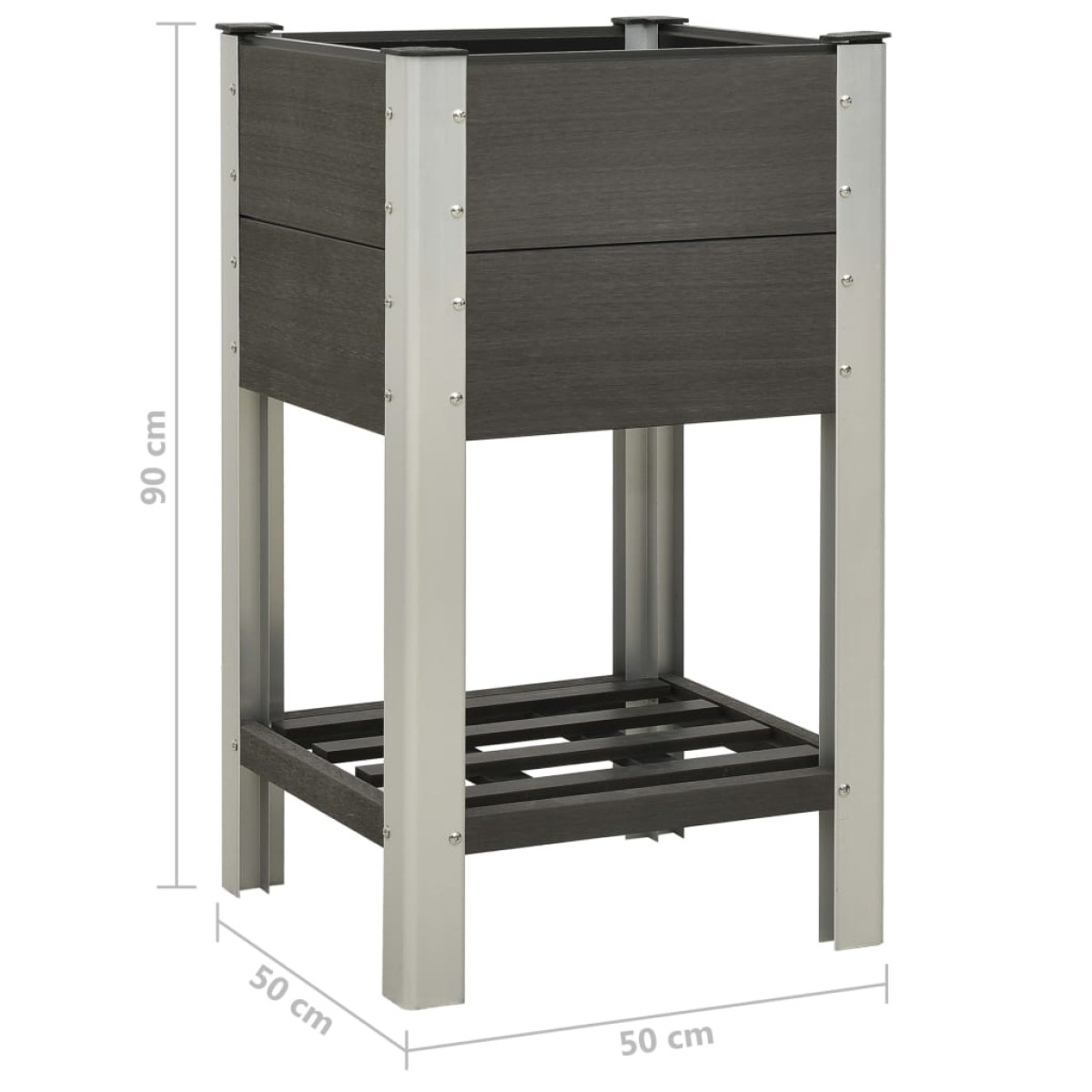 vidaXL Ζαρντινιέρα Υπερυψωμένη με Ράφι Γκρι 50 x 50 x 90 εκ. από WPC