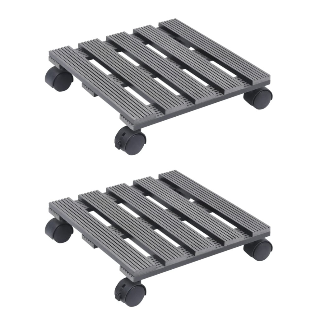 vidaXL Βάσεις για Γλάστρες με Ρόδες 2 τεμ. Γκρι 30x30x7,5 εκ. από WPC