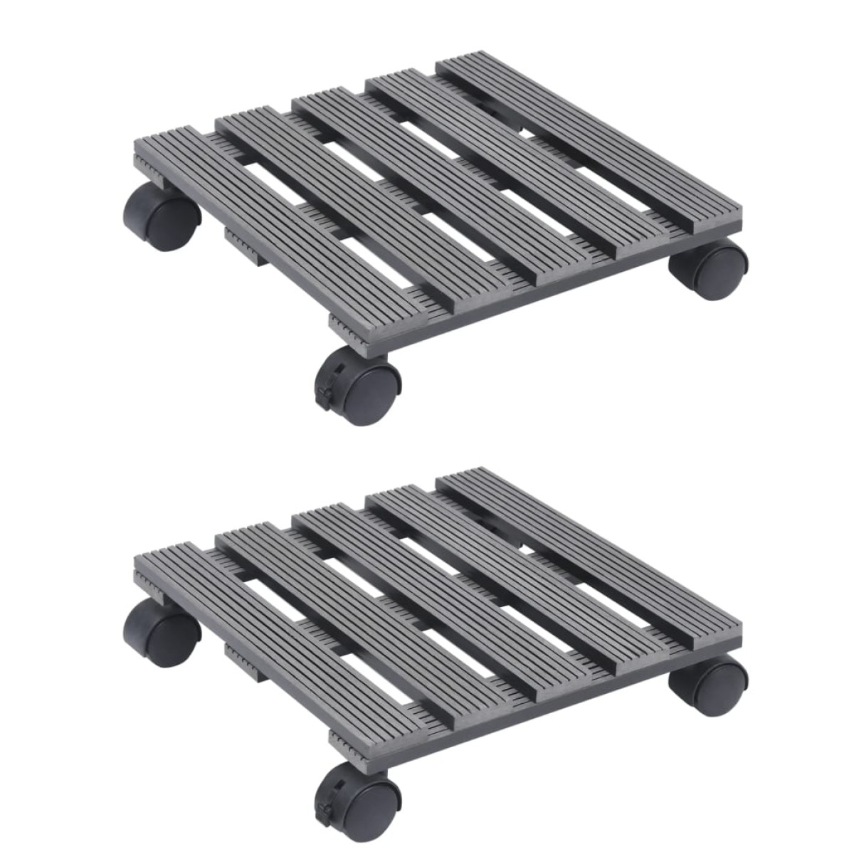 vidaXL Βάσεις για Γλάστρες με Ρόδες 2 τεμ. Γκρι 30x30x7,5 εκ. από WPC