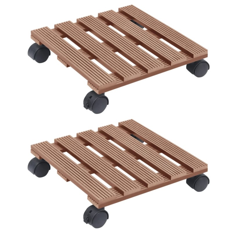 vidaXL Βάσεις για Γλάστρες με Ρόδες 2 τεμ. Καφέ 30x30x7,5 εκ. από WPC