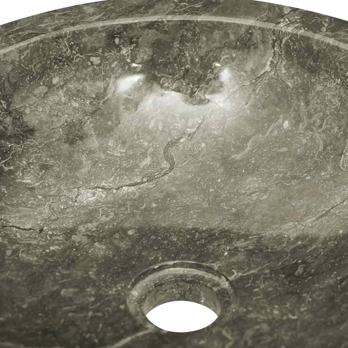 vidaXL Νιπτήρας Γκρι Ø40x12 εκ. Μαρμάρινος