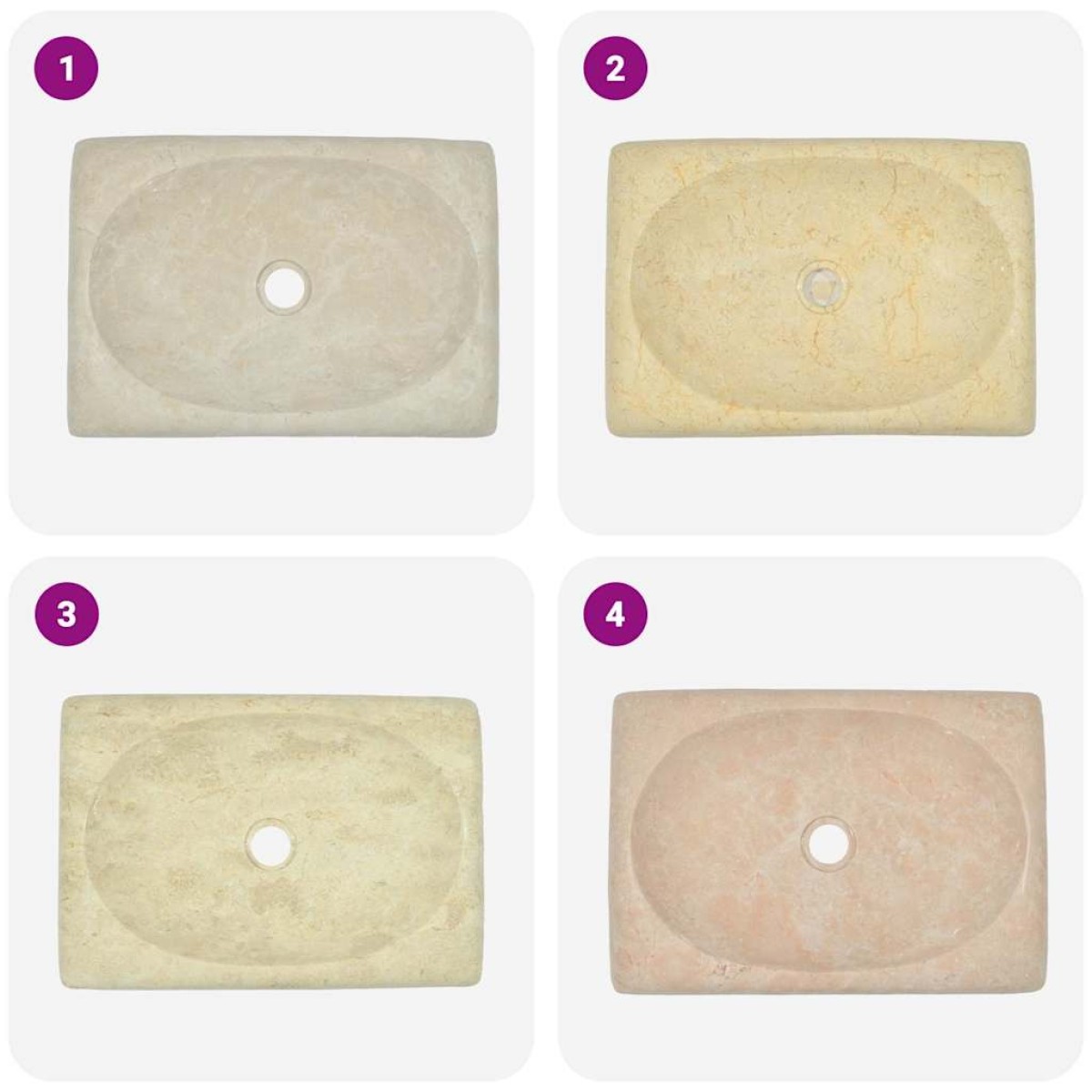 vidaXL Νιπτήρας Κρεμ 50 x 35 x 10 εκ. Μαρμάρινος