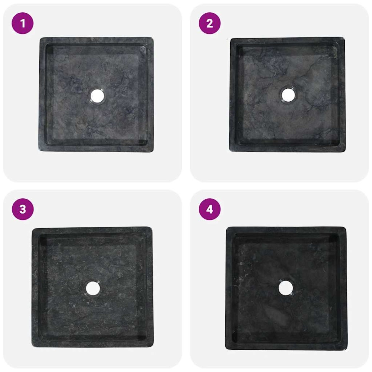 vidaXL Νιπτήρας Μαύρος 40 x 40 x 10 εκ. Μαρμάρινος