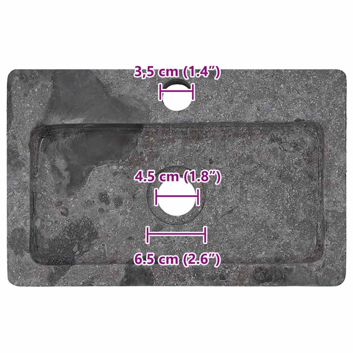 vidaXL Νιπτήρας Επιτοίχιος Γκρι 38 x 24 x 6,5 εκ. Μαρμάρινος