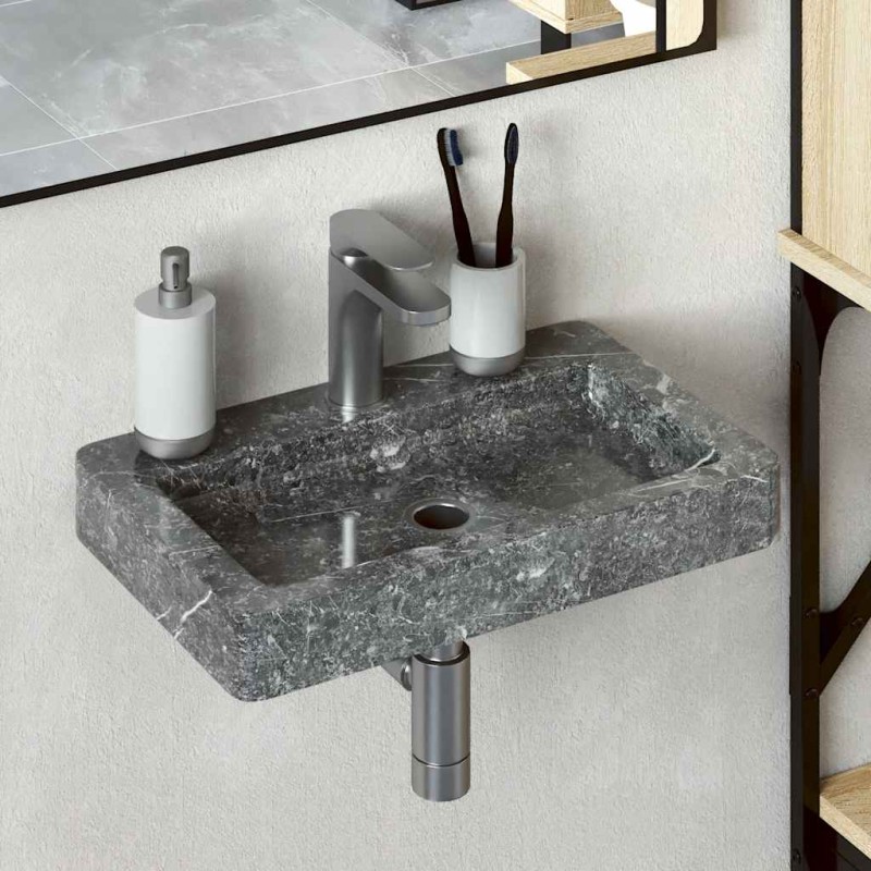 vidaXL Νιπτήρας Επιτοίχιος Γκρι 38 x 24 x 6,5 εκ. Μαρμάρινος