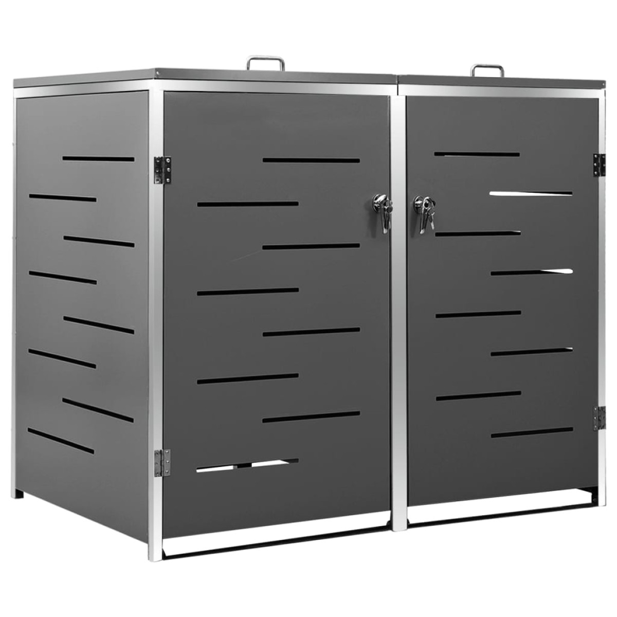 vidaXL Πλαίσιο Κάδου Απορρ. Διπλό με Ρόδες 138x77,5x115,5 εκ Αν. Ατσα.