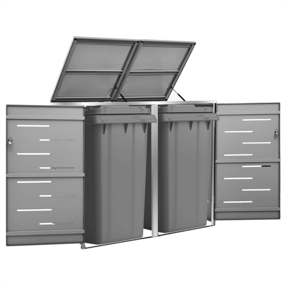 vidaXL Πλαίσιο Κάδων Απορρ. Διπλό με Ρόδες 138x77,5x115 εκ Αν. Ατσα.