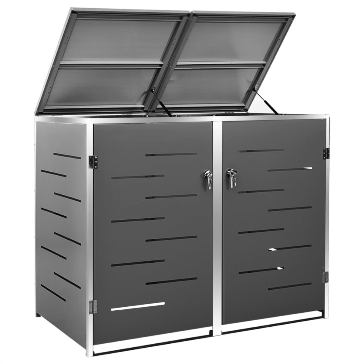 vidaXL Πλαίσιο Κάδου Απορρ. Διπλό με Ρόδες 138x77,5x115,5 εκ Αν. Ατσα.