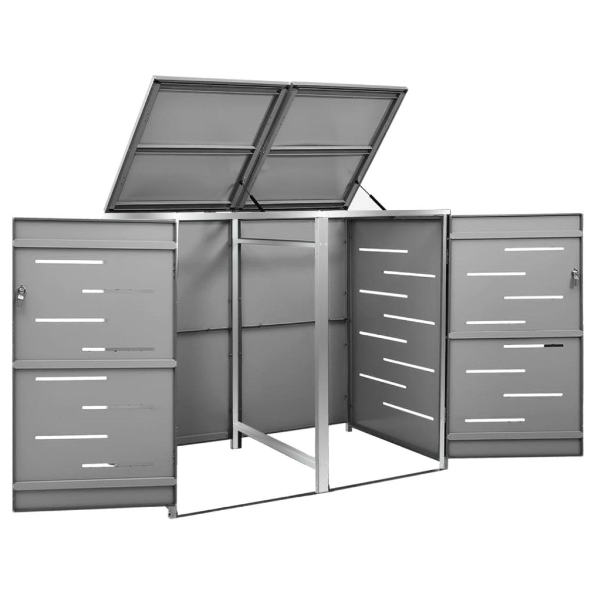 vidaXL Πλαίσιο Κάδου Απορρ. Διπλό με Ρόδες 138x77,5x115,5 εκ Αν. Ατσα.
