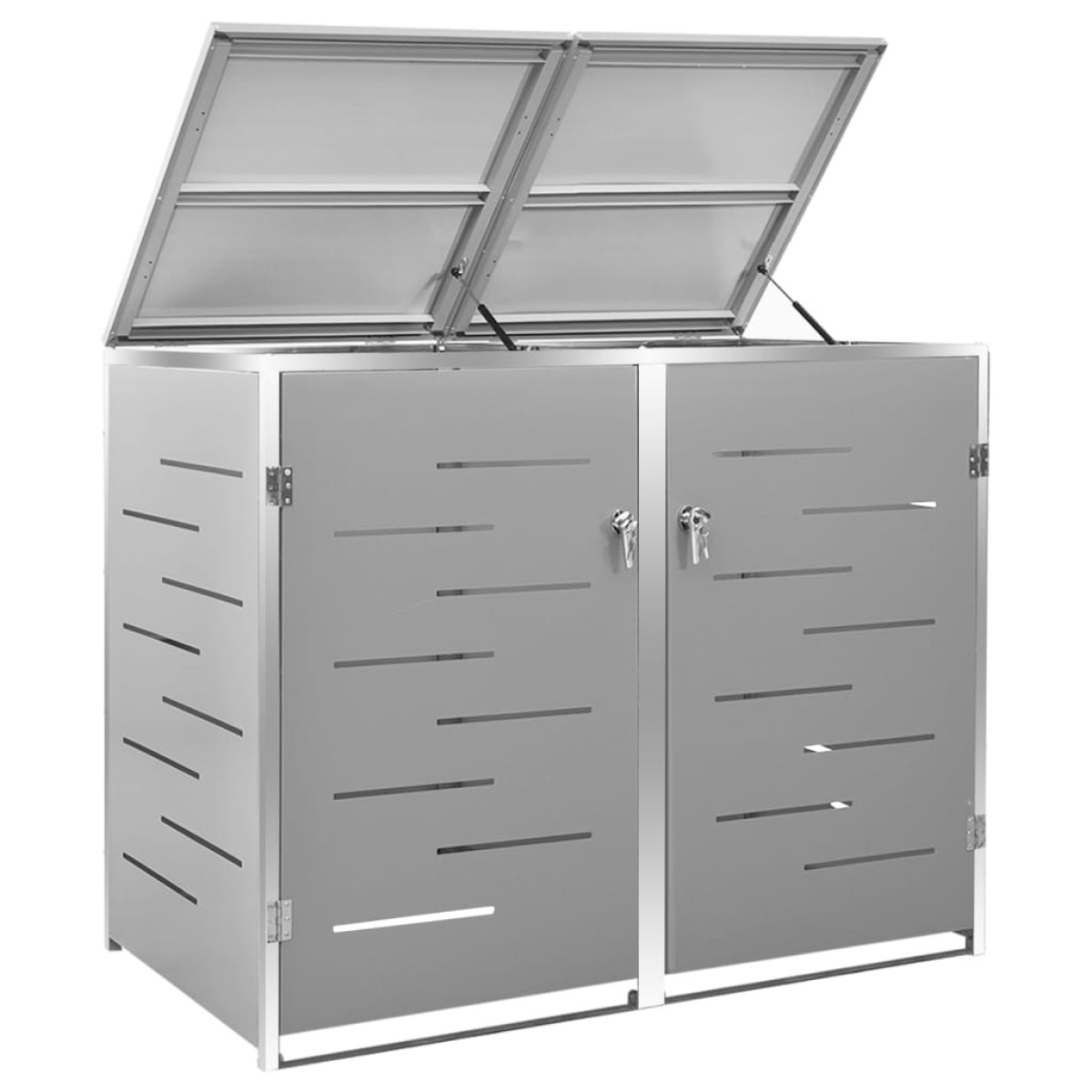 vidaXL Πλαίσιο Κάδων Απορρ. Διπλό με Ρόδες 138x77,5x115,5 εκ Αν. Ατσα.