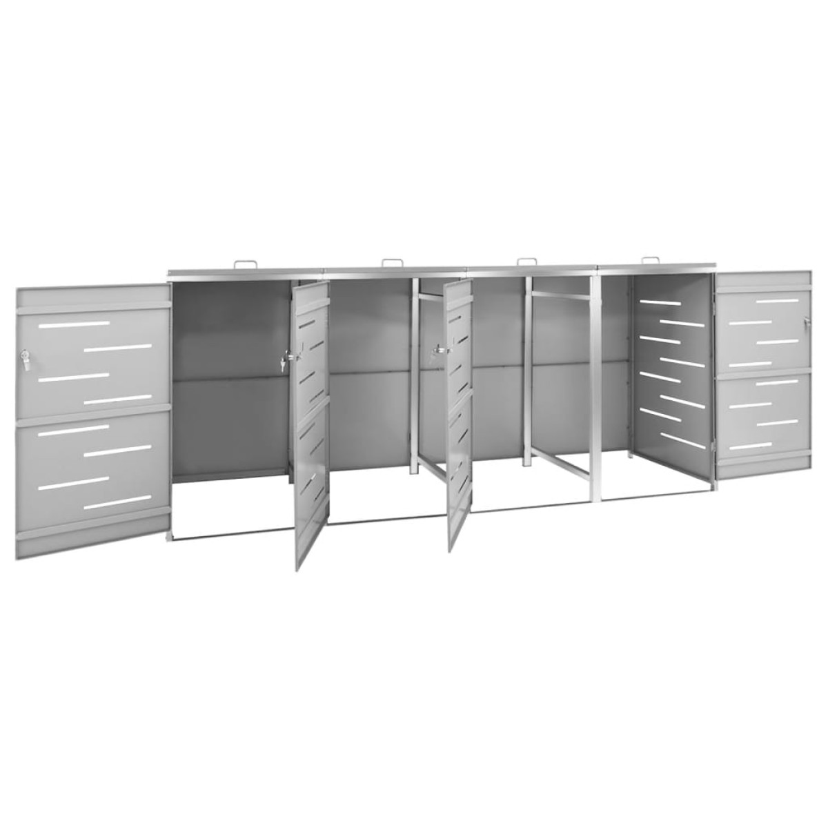 vidaXL Πλαίσιο Κάδων Απορρ. Τετραπλό Ρόδες 276,5x77,5x115,5εκ Αν. Ατσ.