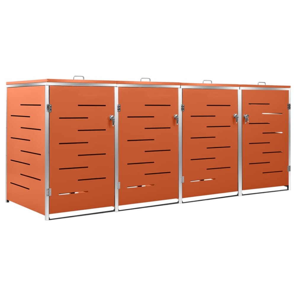 vidaXL Πλαίσιο Κάδων Απορρ. Τετραπλό Ρόδες 276,5x77,5x115εκ Αν. Ατσ.