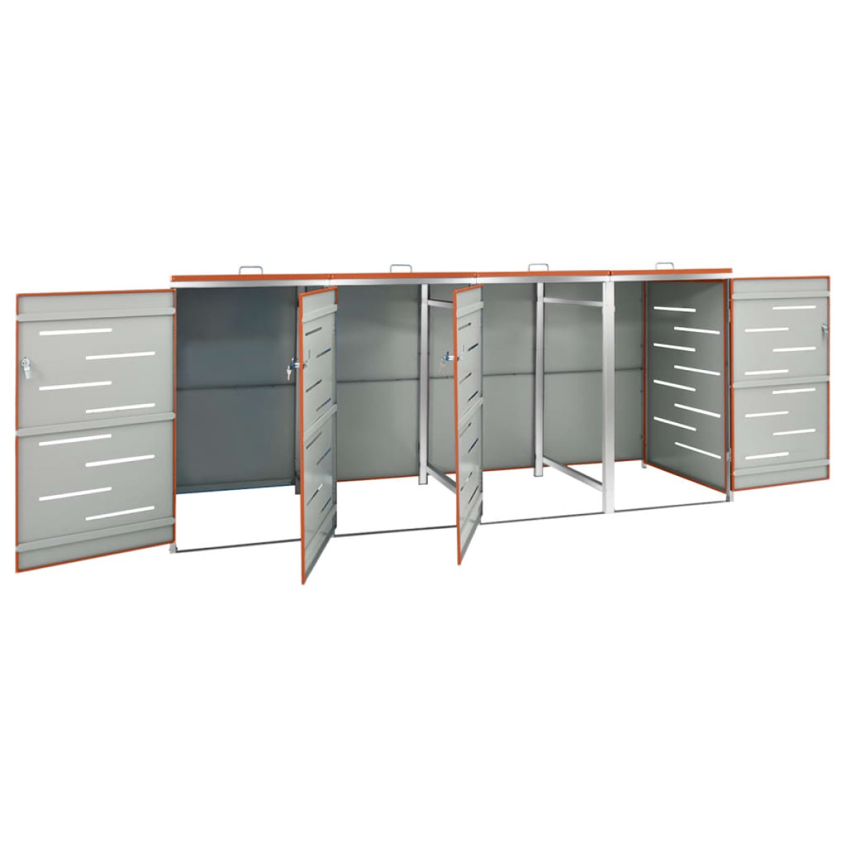vidaXL Πλαίσιο Κάδων Απορρ. Τετραπλό Ρόδες 276,5x77,5x115,5εκ Αν. Ατσ.