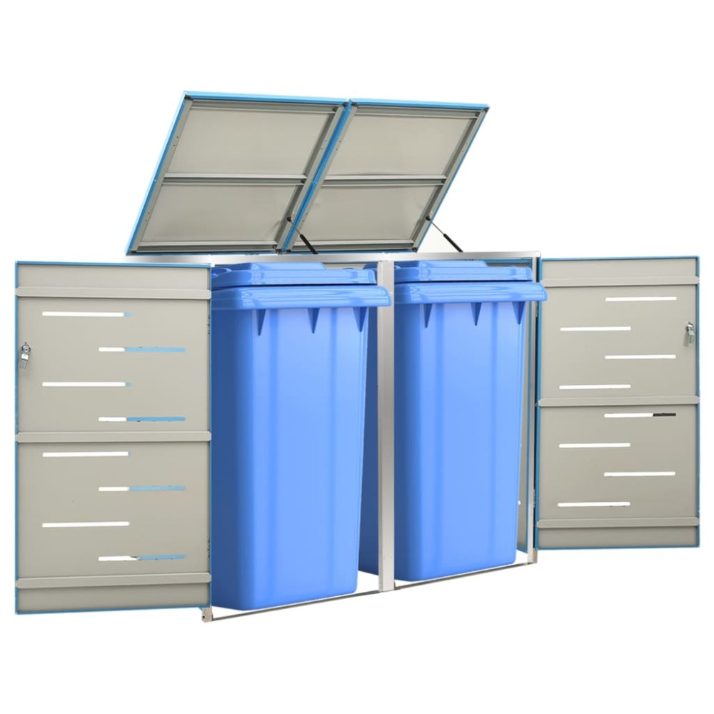 vidaXL Πλαίσιο Κάδων Απορρ. Διπλό με Ρόδες 138x77,5x115 εκ Αν. Ατσα.