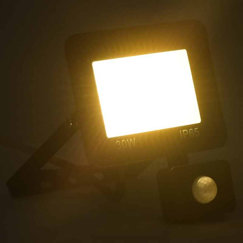 vidaXL Προβολέας LED με Αισθητήρα Θερμό Λευκό 30 W
