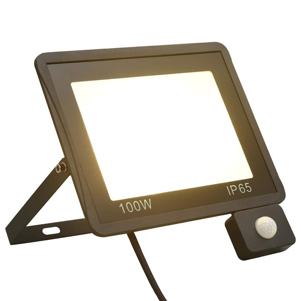 vidaXL Προβολέας LED με Αισθητήρα Θερμό Λευκό 100 W