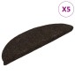 vidaXL Πατάκια Σκάλας Αυτοκόλ. 5 τεμ. Σκ. Καφέ 56x17x3 εκ Βελονιασμένο