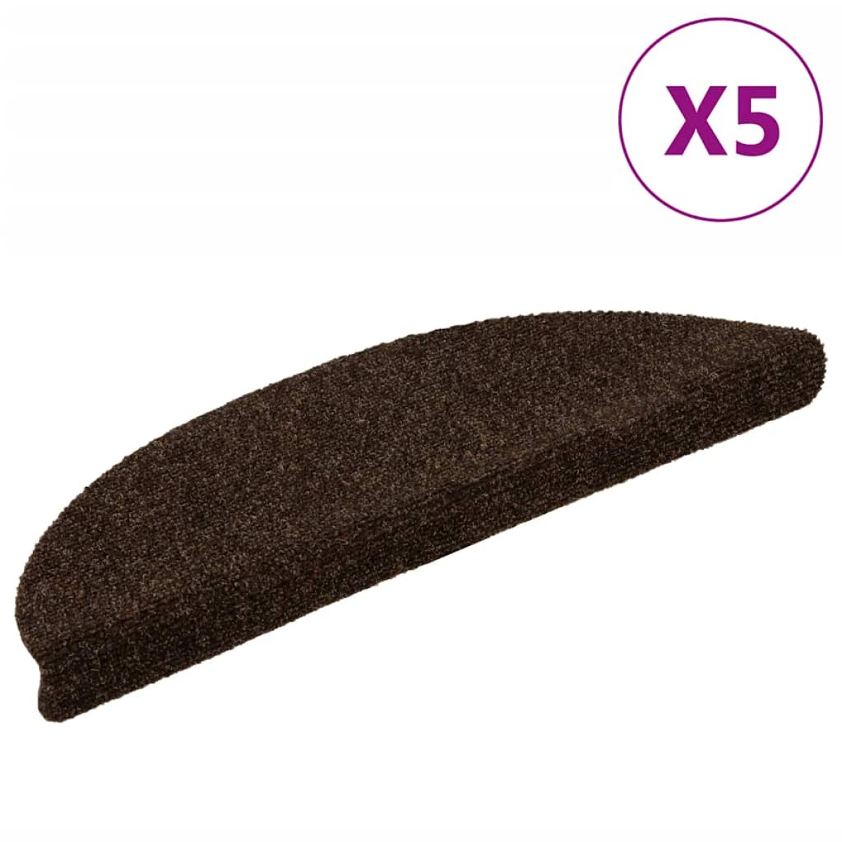 vidaXL Πατάκια Σκάλας Αυτοκόλλητα 5 τεμ. Καφέ 56x17x3 εκ. Βελονιασμένα