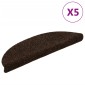 vidaXL Πατάκια Σκάλας Αυτοκόλλητα 5 τεμ. Καφέ 56x17x3 εκ. Βελονιασμένα