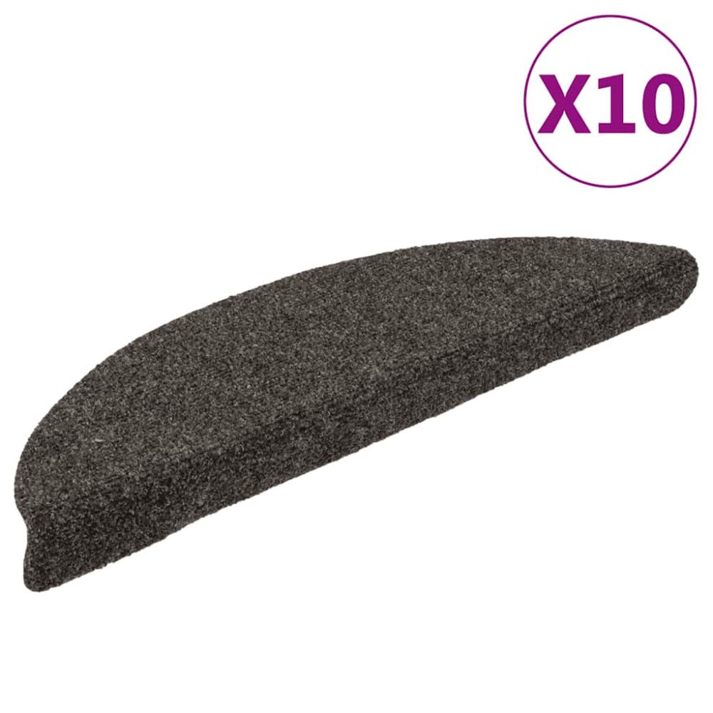 vidaXL Πατάκια Σκαλιών Αυτοκόλλητα 10 τεμ. Ανθρακί Ημίκυκλα 56x17x3 εκ.