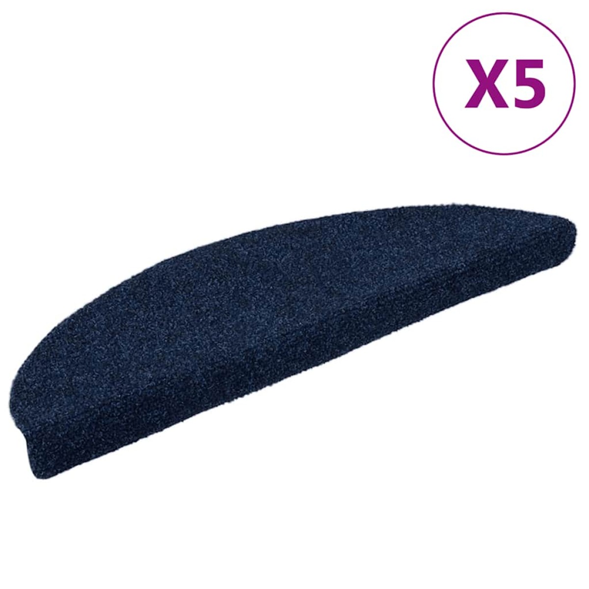 vidaXL Πατάκια Σκάλας Αυτοκόλ. 5 τεμ Ν. Μπλε 56x17x3 εκ. Βελονιασμένα