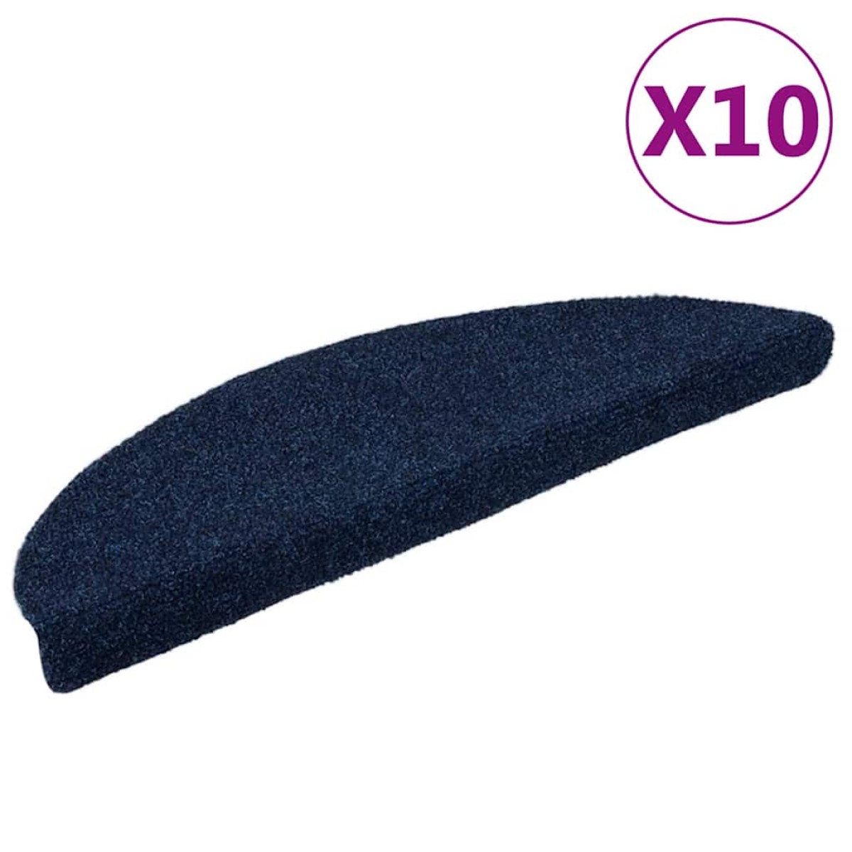 vidaXL Πατάκια Σκάλας Αυτοκόλ. 10 τεμ Ν. Μπλε 56x17x3 εκ. Βελονιασμένα