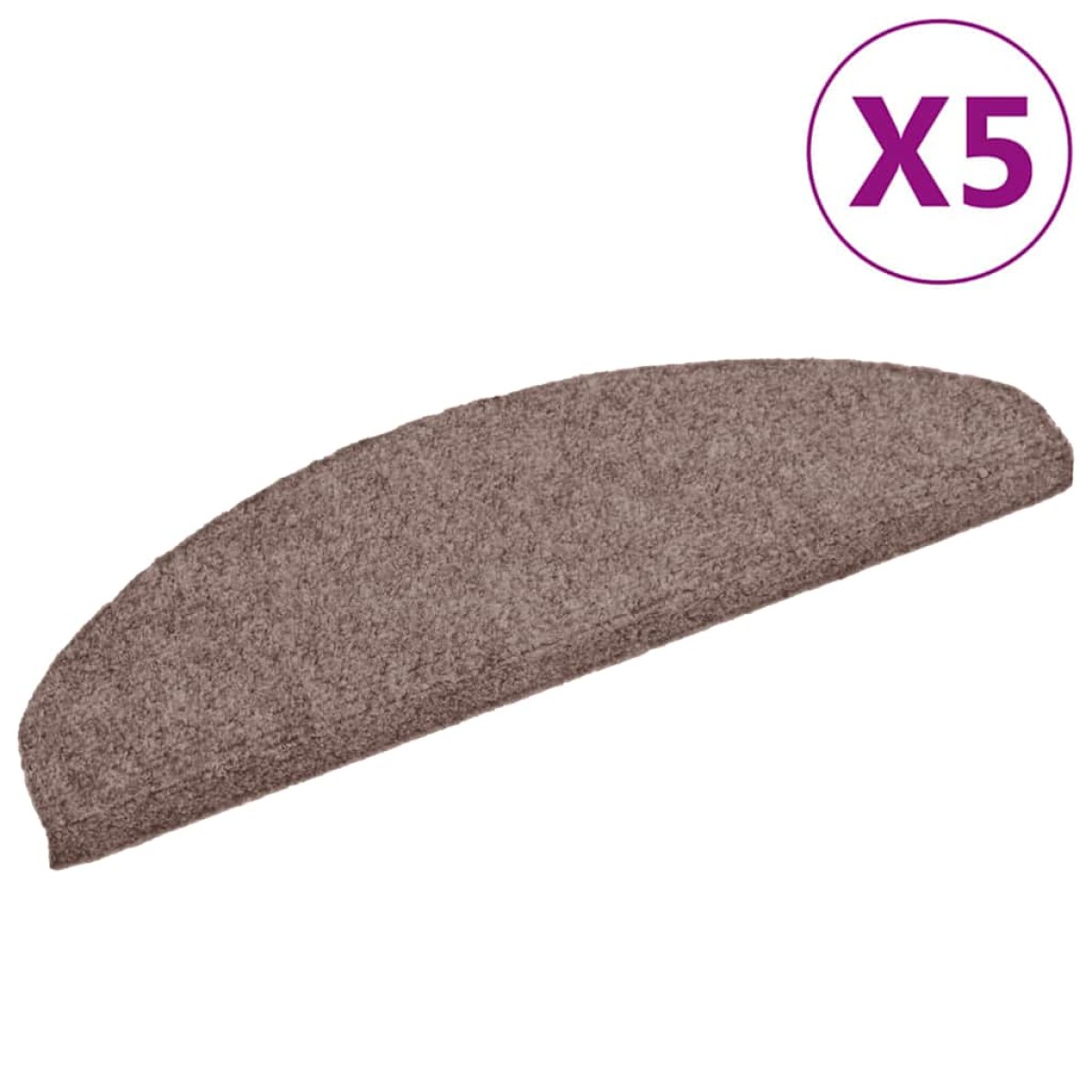 vidaXL Πατάκια Σκάλας Αυτοκόλλητα 5 τεμ Καφέ 65x21x4 εκ. Βελονιασμένα