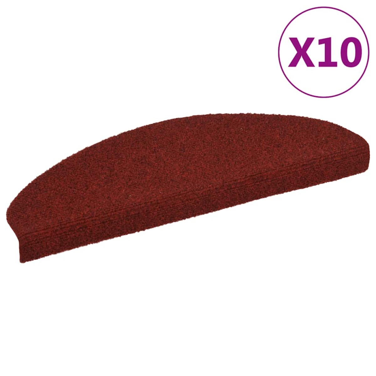 vidaXL Πατάκια Σκάλας Αυτοκόλ. 10 τεμ. Κόκκινο 65x21x4 εκ Βελονιασμένα