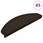 vidaXL Πατάκια Σκάλας Αυτοκόλ. 5 τεμ Σκ. Καφέ 65x21x4 εκ Βελονιασμένα