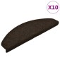 vidaXL Πατάκια Σκάλας Αυτοκόλ. 10 τεμ Σκ. Καφέ 65x21x4 εκ Βελονιασμένα
