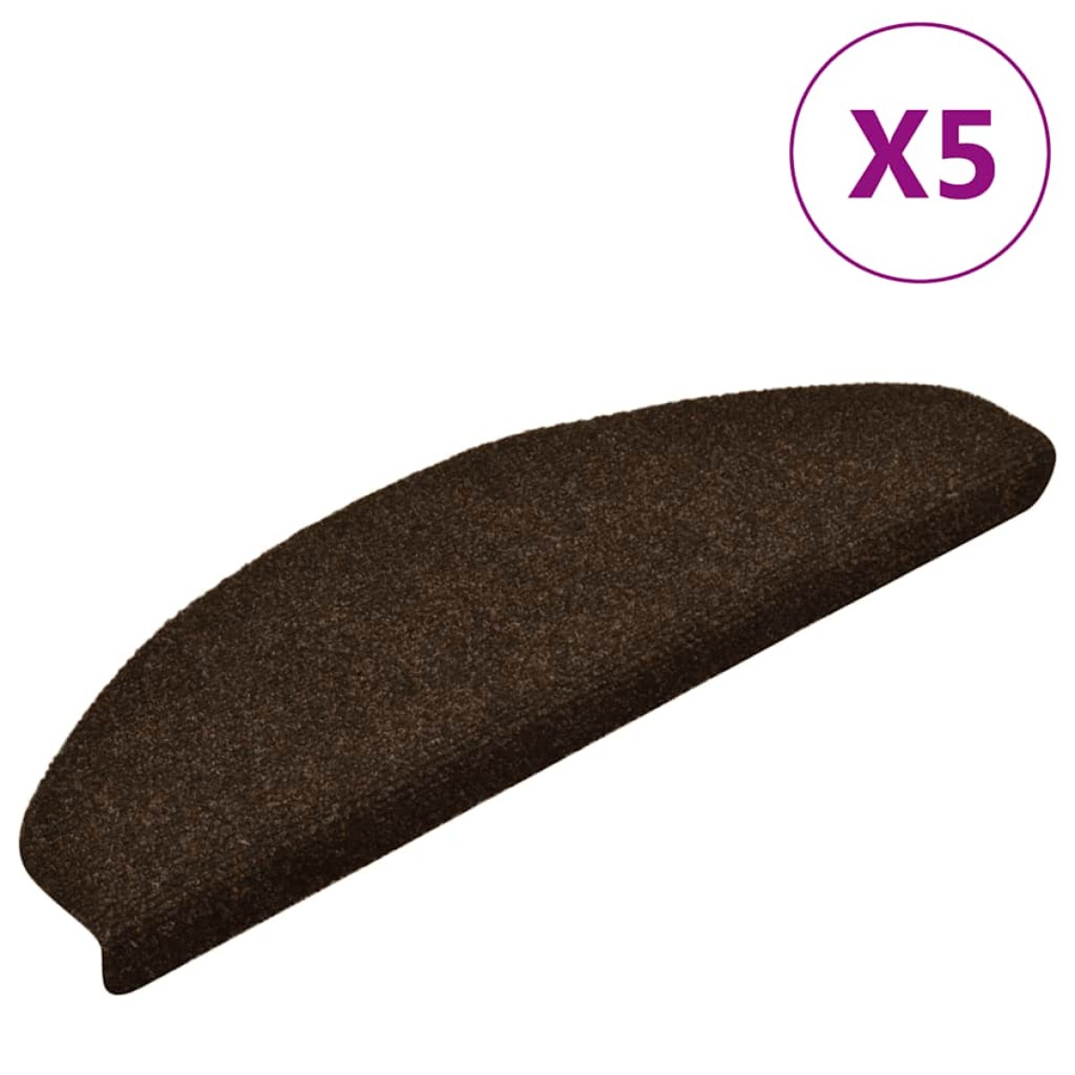 vidaXL Πατάκια Σκάλας Αυτοκόλλητα 5 τεμ. Καφέ 65x21x4 εκ. Βελονιασμένα