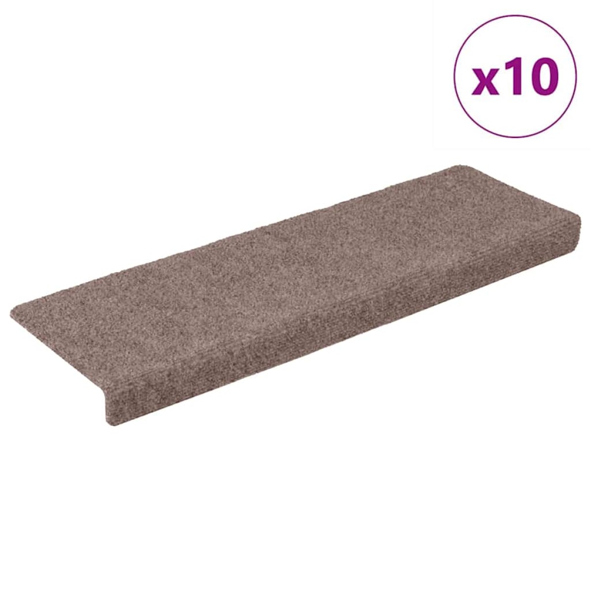 vidaXL Πατάκια Σκάλας 10 τεμ. Καφέ 65x21x4 εκ. Βελονιασμένα