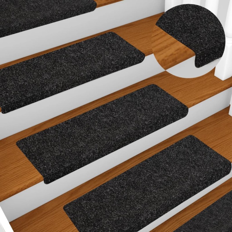 vidaXL Αυτοκόλλητα Πατάκια Σκαλιών 5 τεμ. 65x21x4 εκ. Μαύρα Ορθογώνια Άκρη