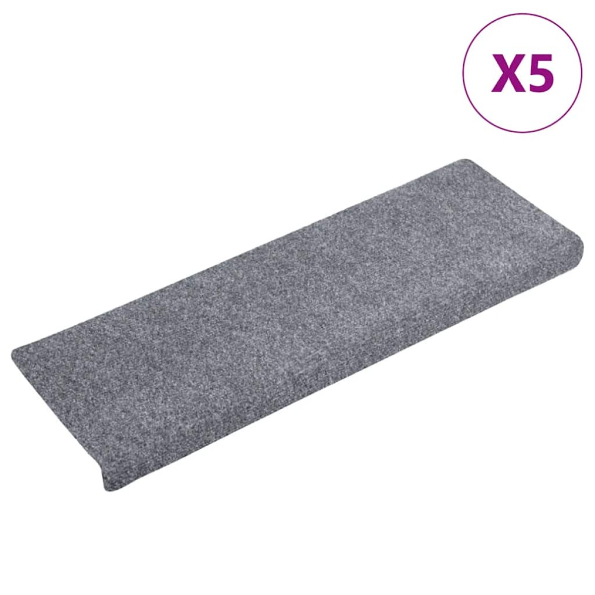 vidaXL Πατάκια Σκάλας 5 τεμ. Ανοιχτό Γκρι 65x21x4 εκ. Βελονιασμένα