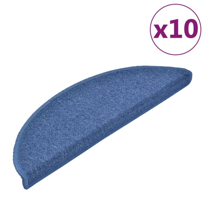 vidaXL Πατάκια Σκαλιών 10 τεμ. Μπλε Ημίστρογγυλά 56x17x3 εκ.