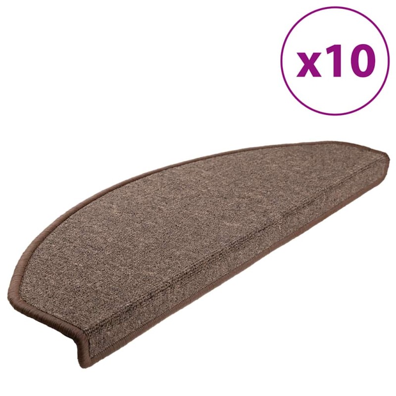 vidaXL Πατάκια Σκαλοπάτια 10 τεμ. 65x24x4 εκ. Καφέ Καφέ Ημίστρογγυλά Μεγάλα