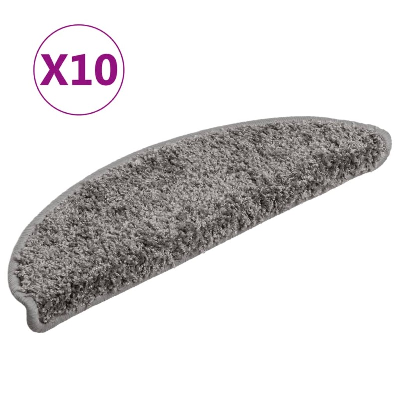 vidaXL Πατάκια Σκαλιών 10 τεμ. Γκρι Ημίστρογγυλά 56x17x3 εκ.