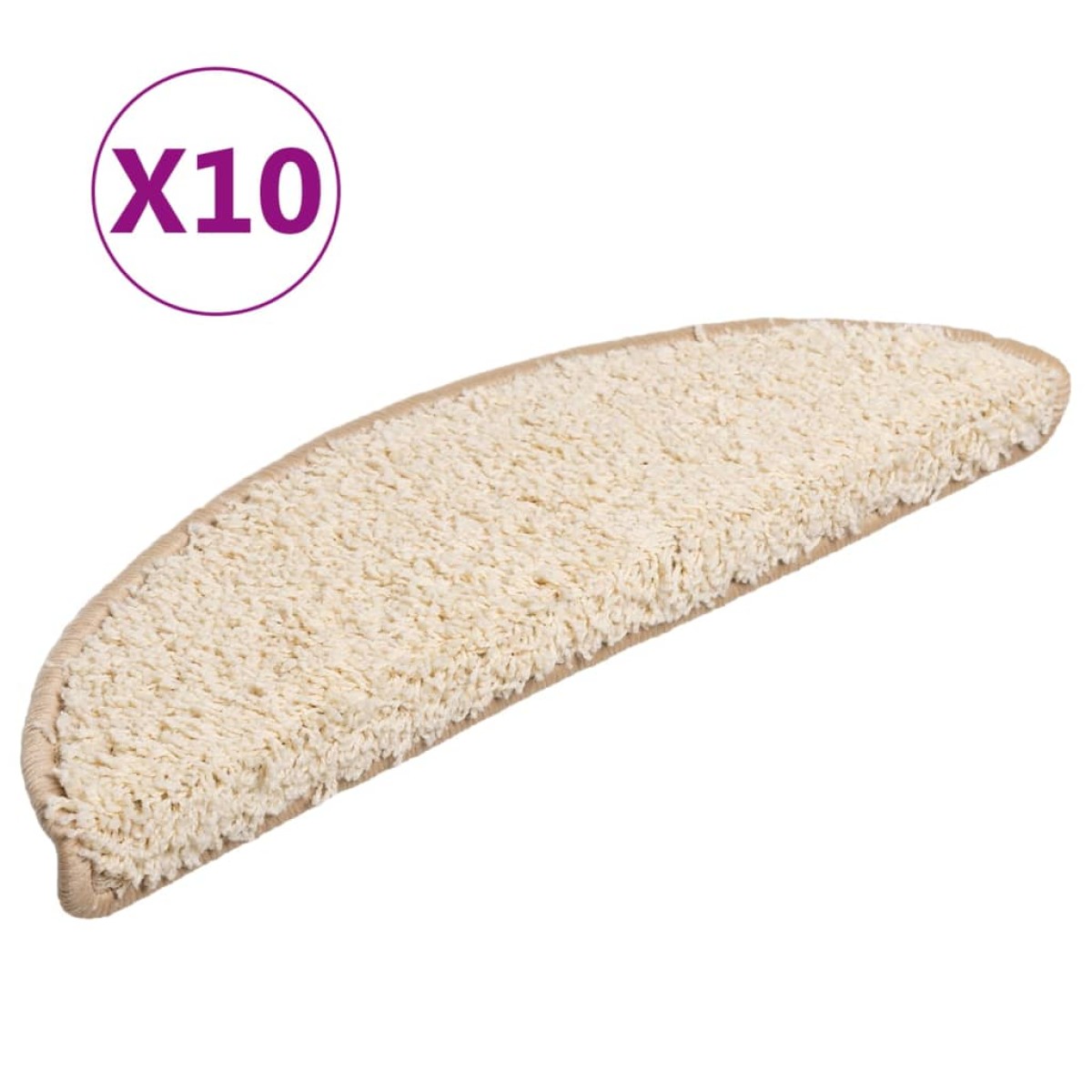 vidaXL Πατάκια Σκάλας 10 τεμ. Κρεμ 56 x 17 x 3 εκ.