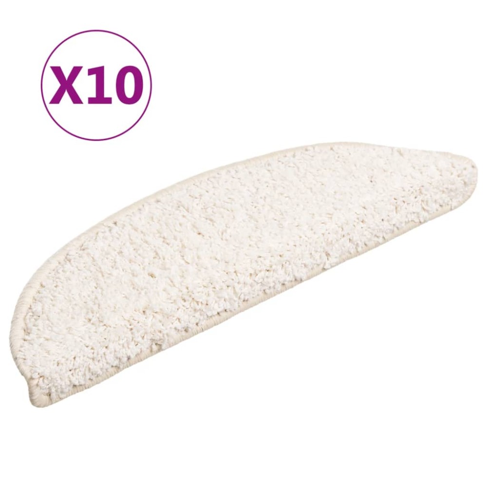 vidaXL Πατάκια Σκαλιών 10 τεμ. Λευκά Ημίκυκλα 56x17x3 εκ.